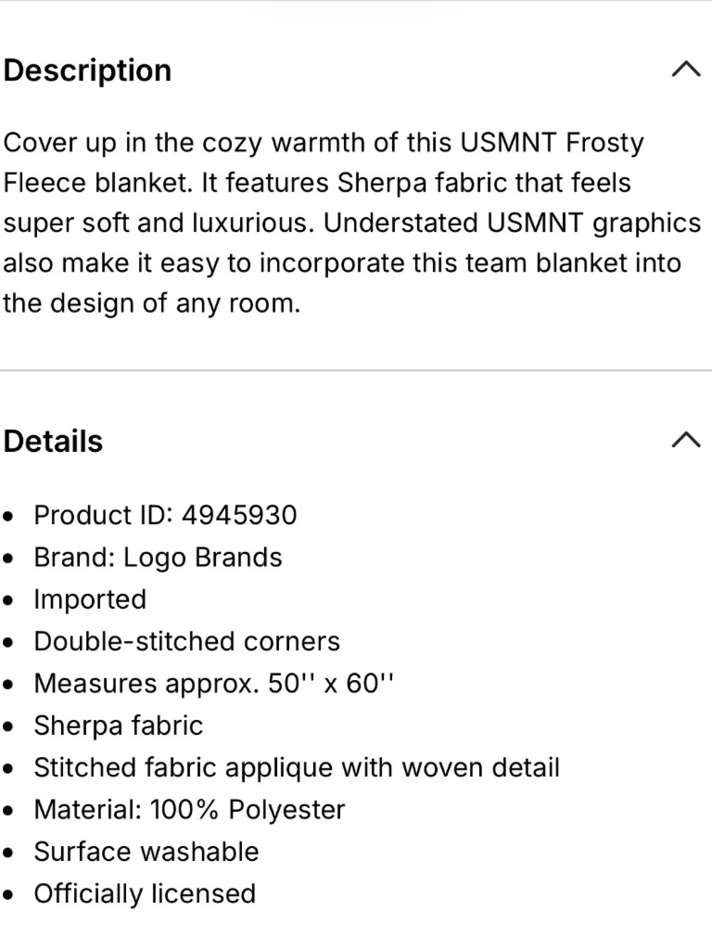 USMNT 50'' x 60'' Frosty Fleece Blanket - Light Gray White NEW - Picture 2 of 7